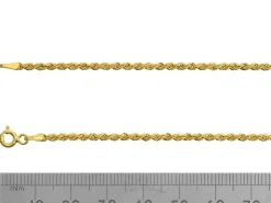 9ct Yellow Gold 2.2mm Hollow Rope Chain 18"/45cm Hallmarked