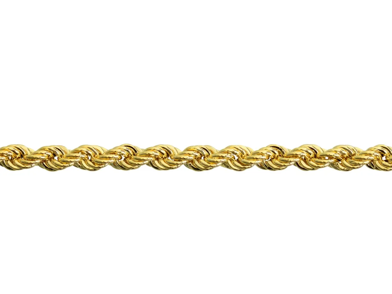 9ct Yellow Gold 2.2mm Hollow Rope Chain 18"/45cm Hallmarked