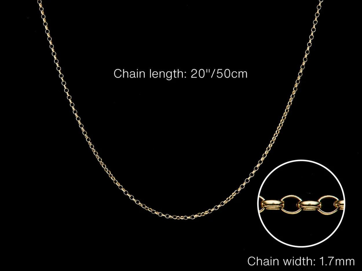 9ct Yellow Gold 1.7mm Oval Belcher Chain 20"/50cm Hallmarked