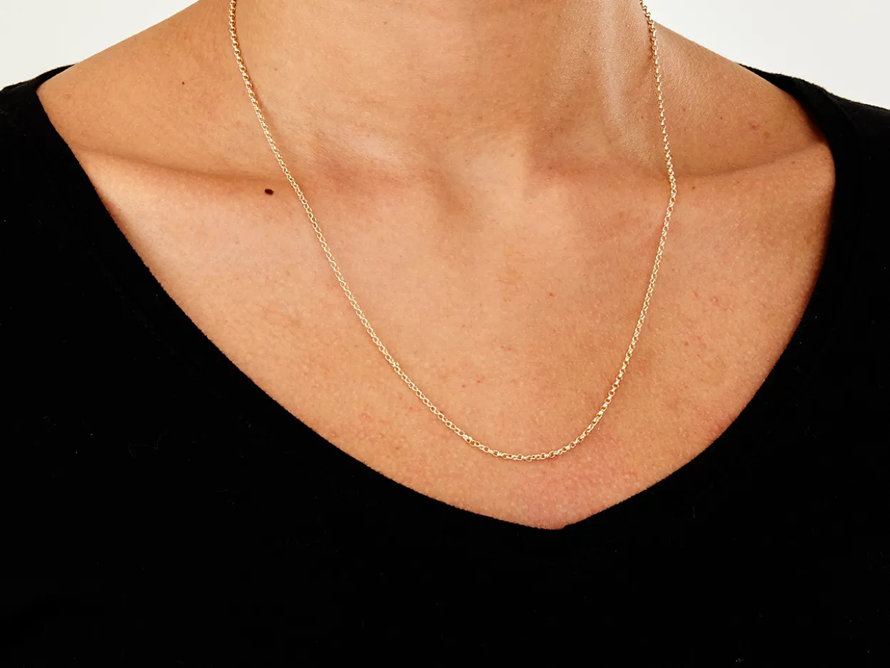 9ct Yellow Gold 1.7mm Oval Belcher Chain 20"/50cm Hallmarked