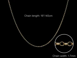 9ct Yellow Gold 1.7mm Oval Belcher Chain 16