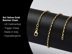 9ct Yellow Gold 2.3mm Oval Belcher Chain 18"/45cm Hallmarked