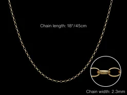 9ct Yellow Gold 2.3mm Oval Belcher Chain 18