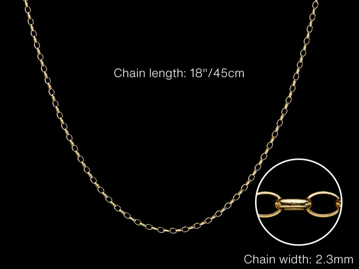9ct Yellow Gold 2.3mm Oval Belcher Chain 18"/45cm Hallmarked