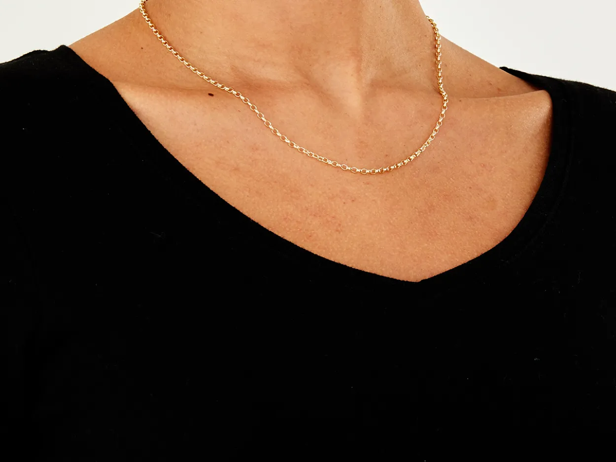 9ct Yellow Gold 2.3mm Oval Belcher Chain 18"/45cm Hallmarked