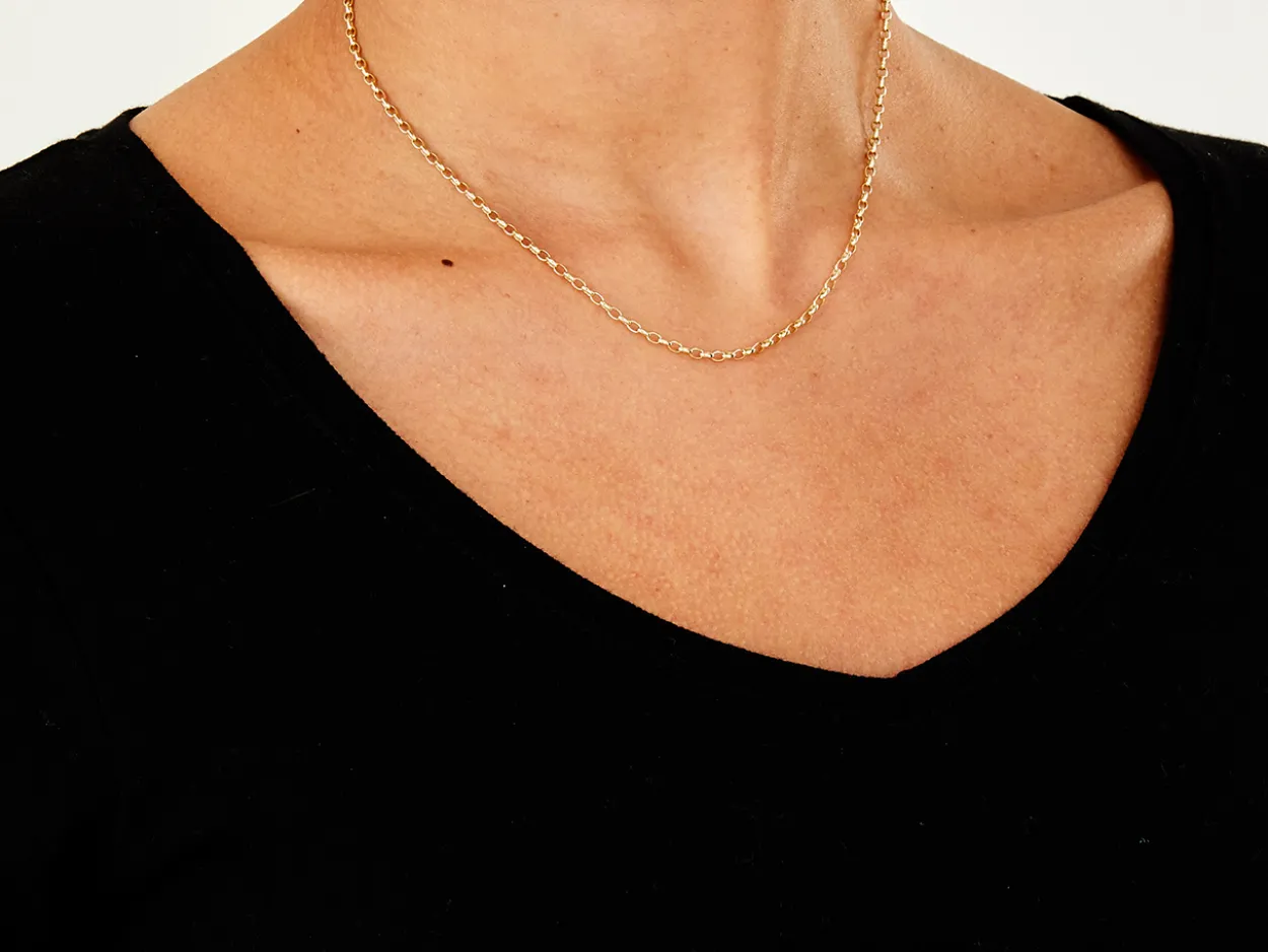 9ct Yellow Gold 2.3mm Oval Belcher Chain 16"/40cm Hallmarked
