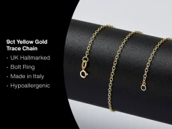 9ct Yellow Gold 1.7mm Oval Trace Chain 16"/40cm Hallmarked