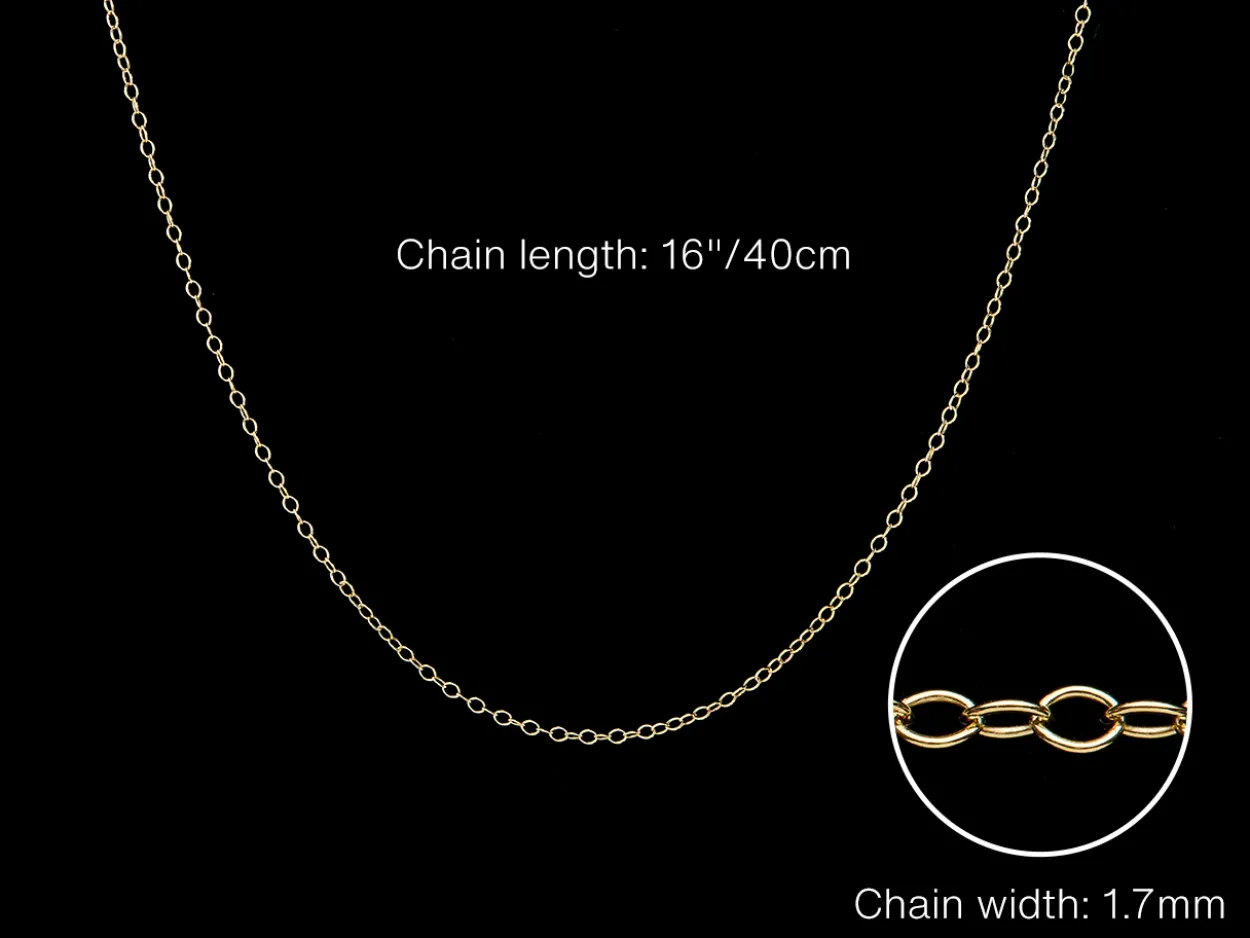 9ct Yellow Gold 1.7mm Oval Trace Chain 18"/45cm Hallmarked