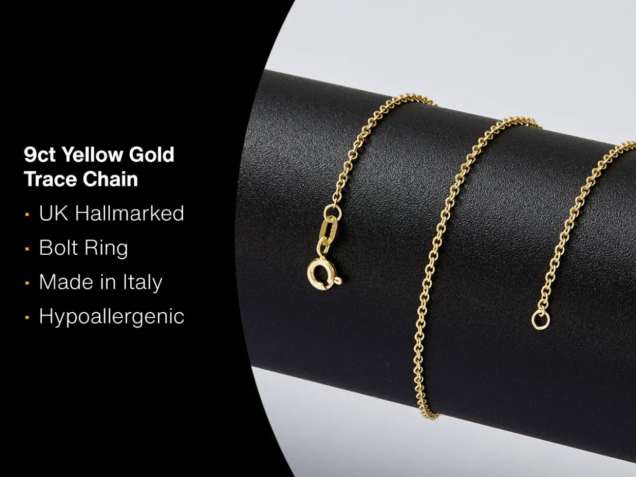 9ct Yellow Gold 1.6mm Oval Trace Chain 18"/45cm Hallmarked