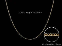 9ct Yellow Gold 1.6mm Oval Trace Chain 18