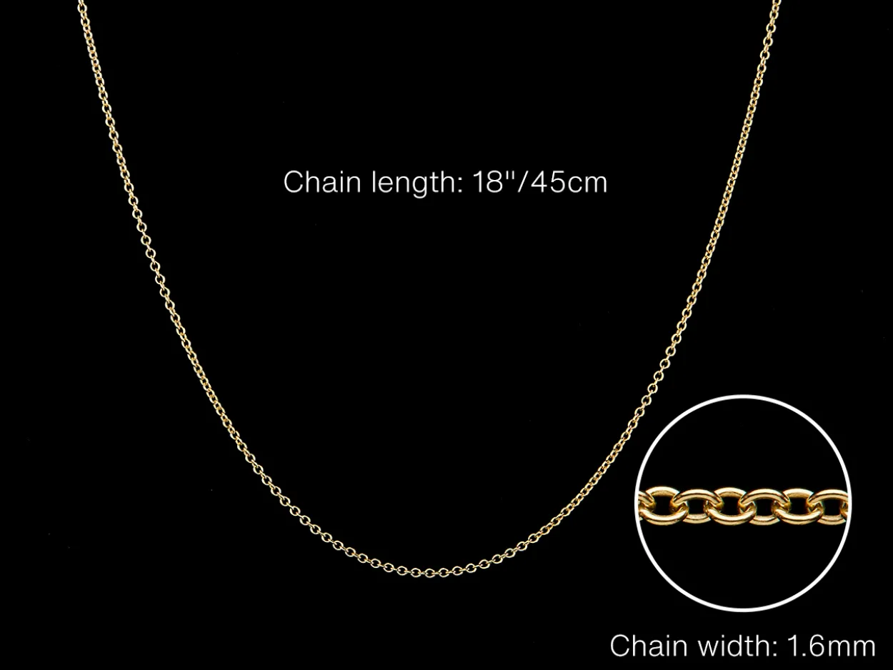 9ct Yellow Gold 1.6mm Oval Trace Chain 18"/45cm Hallmarked