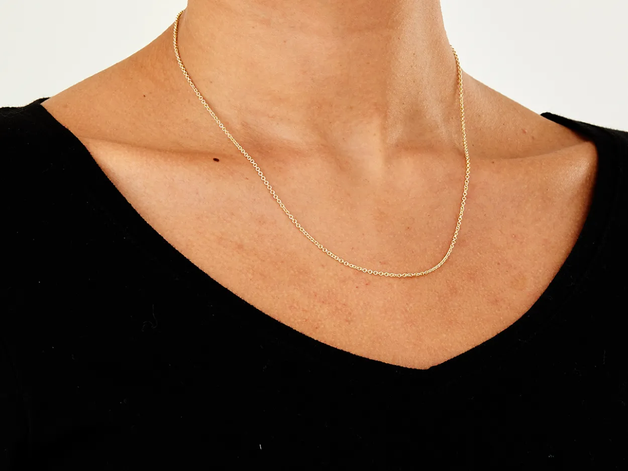 9ct Yellow Gold 1.6mm Oval Trace Chain 18"/45cm Hallmarked