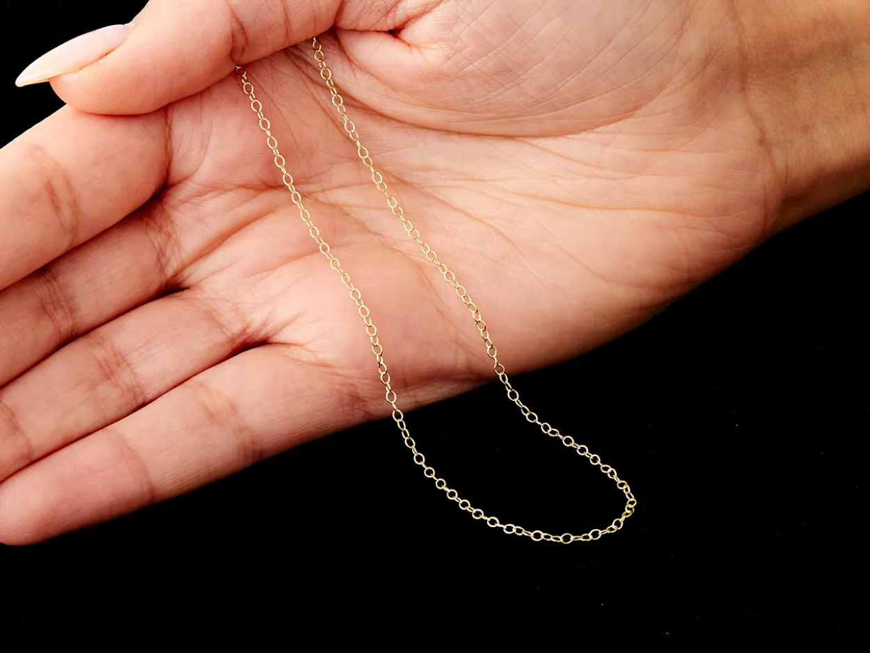 9ct Yellow Gold 1.7mm Oval Trace Chain 20"/50cm Hallmarked