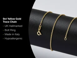 9ct Yellow Gold 1.6mm Oval Trace Chain 16"/40cm Hallmarked