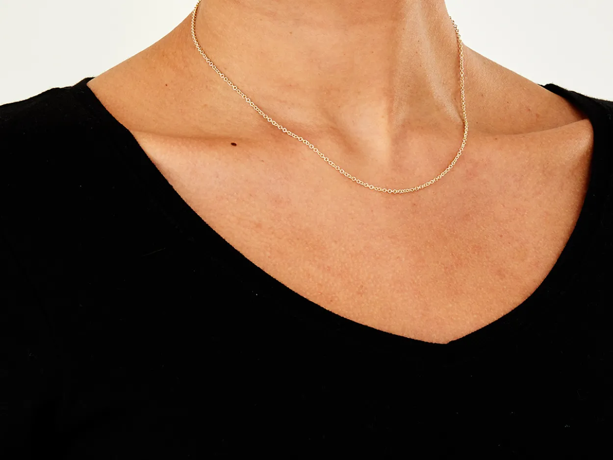9ct Yellow Gold 1.6mm Oval Trace Chain 16"/40cm Hallmarked