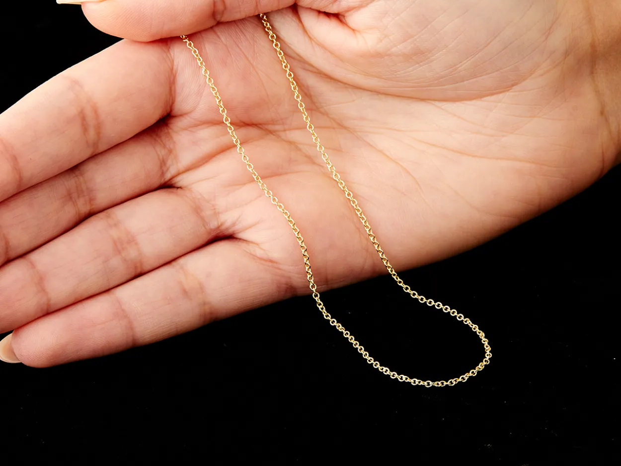 9ct Yellow Gold 1.6mm Oval Trace Chain 16"/40cm Hallmarked