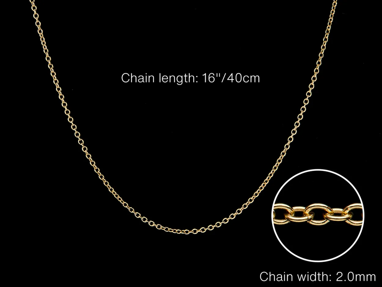 9ct Yellow Gold 2.0mm Oval Trace Chain 16"/40cm Hallmarked