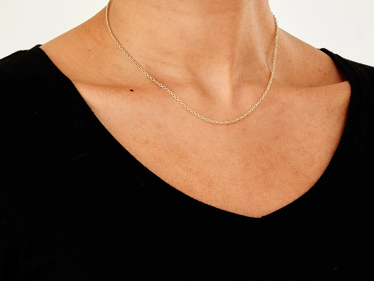 9ct Yellow Gold 2.0mm Oval Trace Chain 16"/40cm Hallmarked