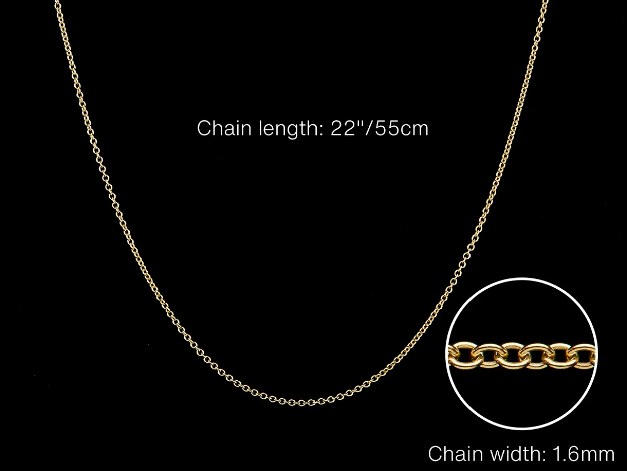 9ct Yellow Gold 1.6mm Oval Trace Chain 22"/55cm Hallmarked