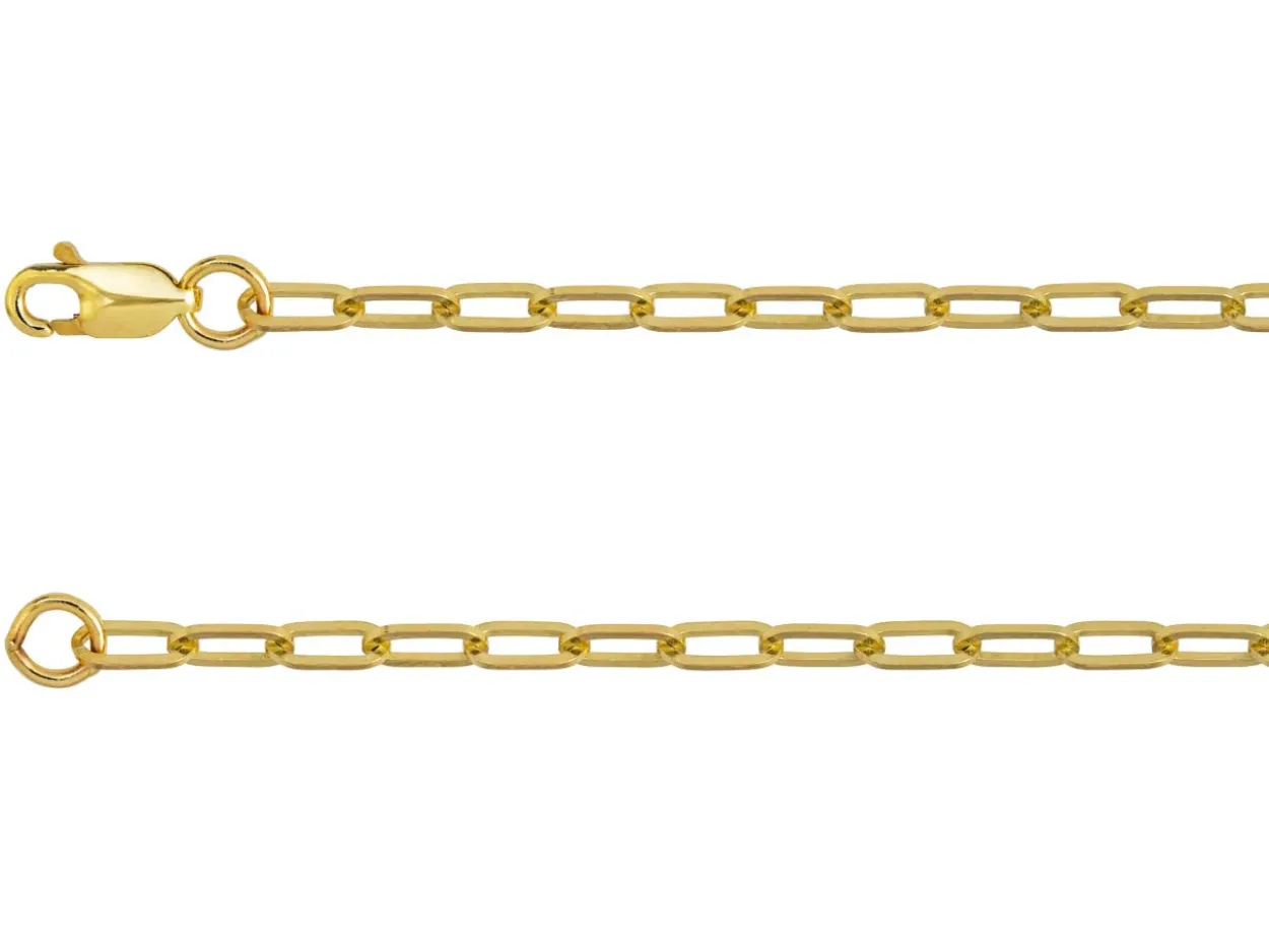 9ct Yellow Gold 2.5mm Paperclip Trace Bracelet 7.5"/19cm Hallmarked