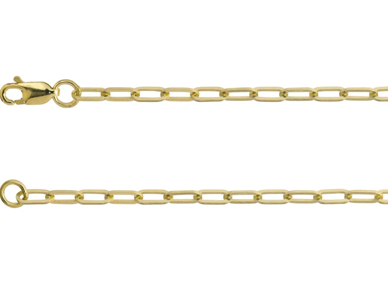 9ct Yellow Gold 2.5mm Paperlclip Trace Chain 18"/45cm Hallmarked