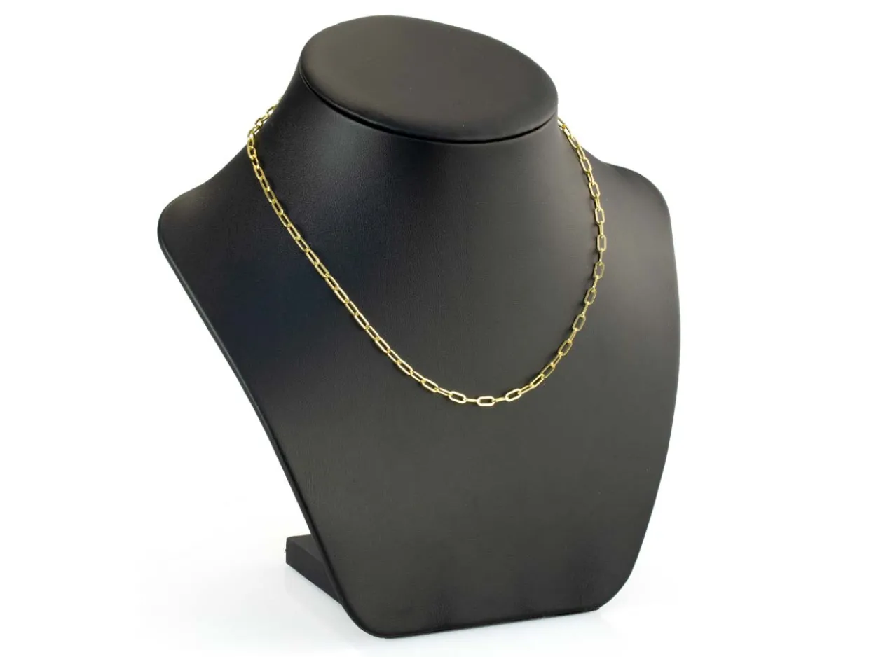 9ct Yellow Gold 2.5mm Paperlclip Trace Chain 18"/45cm Hallmarked