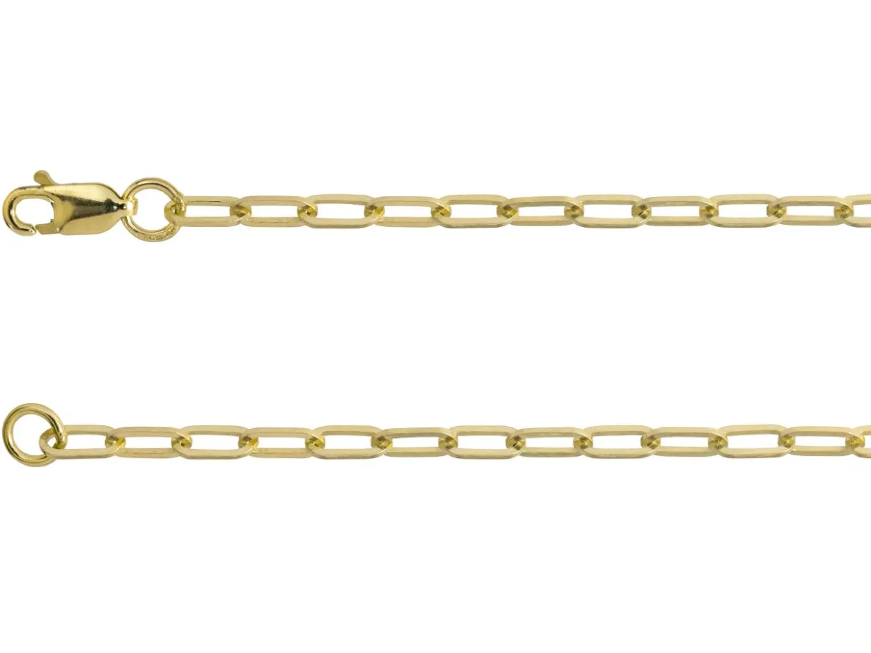9ct Yellow Gold 2.5mm Paperlclip Trace Chain 16"/40cm Hallmarked