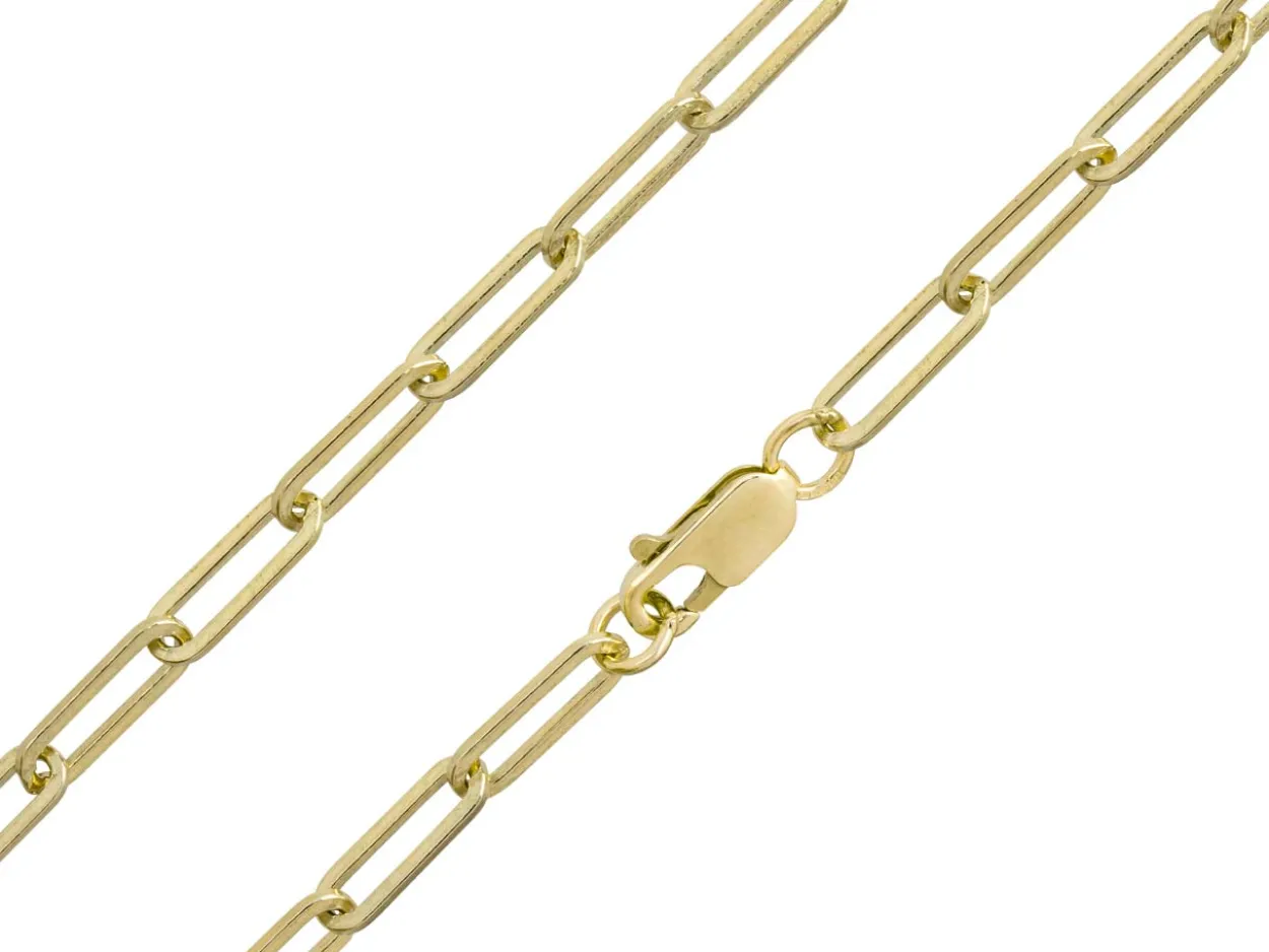 9ct Yellow Gold 3.9mm Paperlclip Trace Chain 18"/45cm Hallmarked