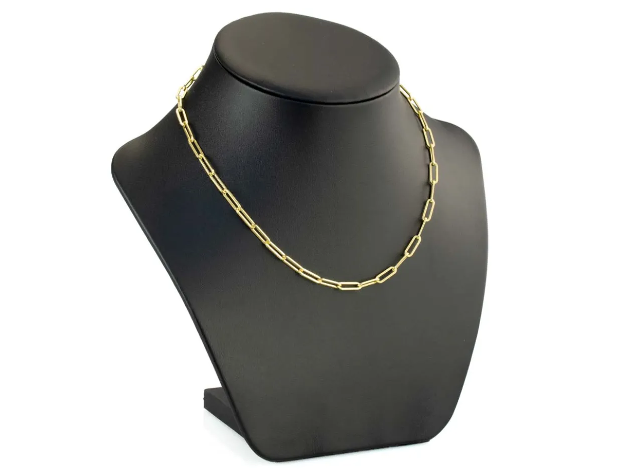 9ct Yellow Gold 3.9mm Paperlclip Trace Chain 18"/45cm Hallmarked