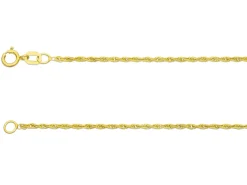 9ct Yellow Gold 1.2mm Prince Of Wales Rope Chain 16"/40cm Hallmarked
