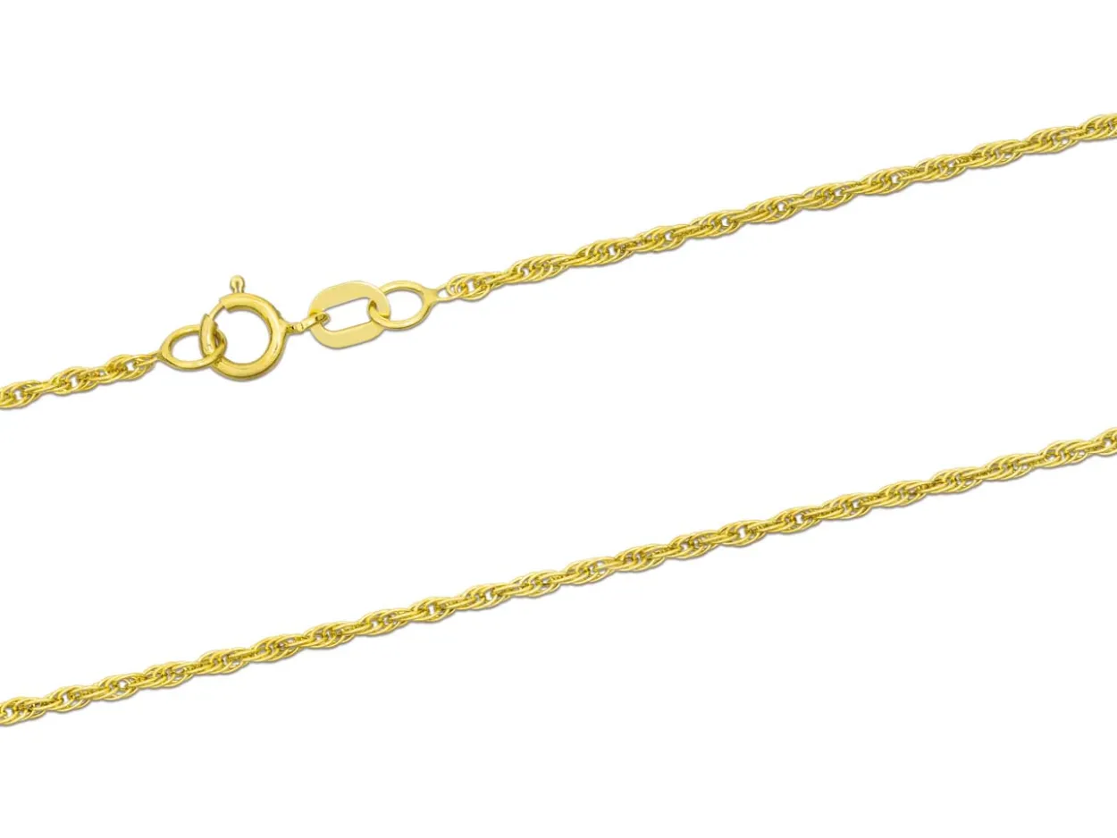 9ct Yellow Gold 1.2mm Prince Of Wales Rope Chain 16"/40cm Hallmarked