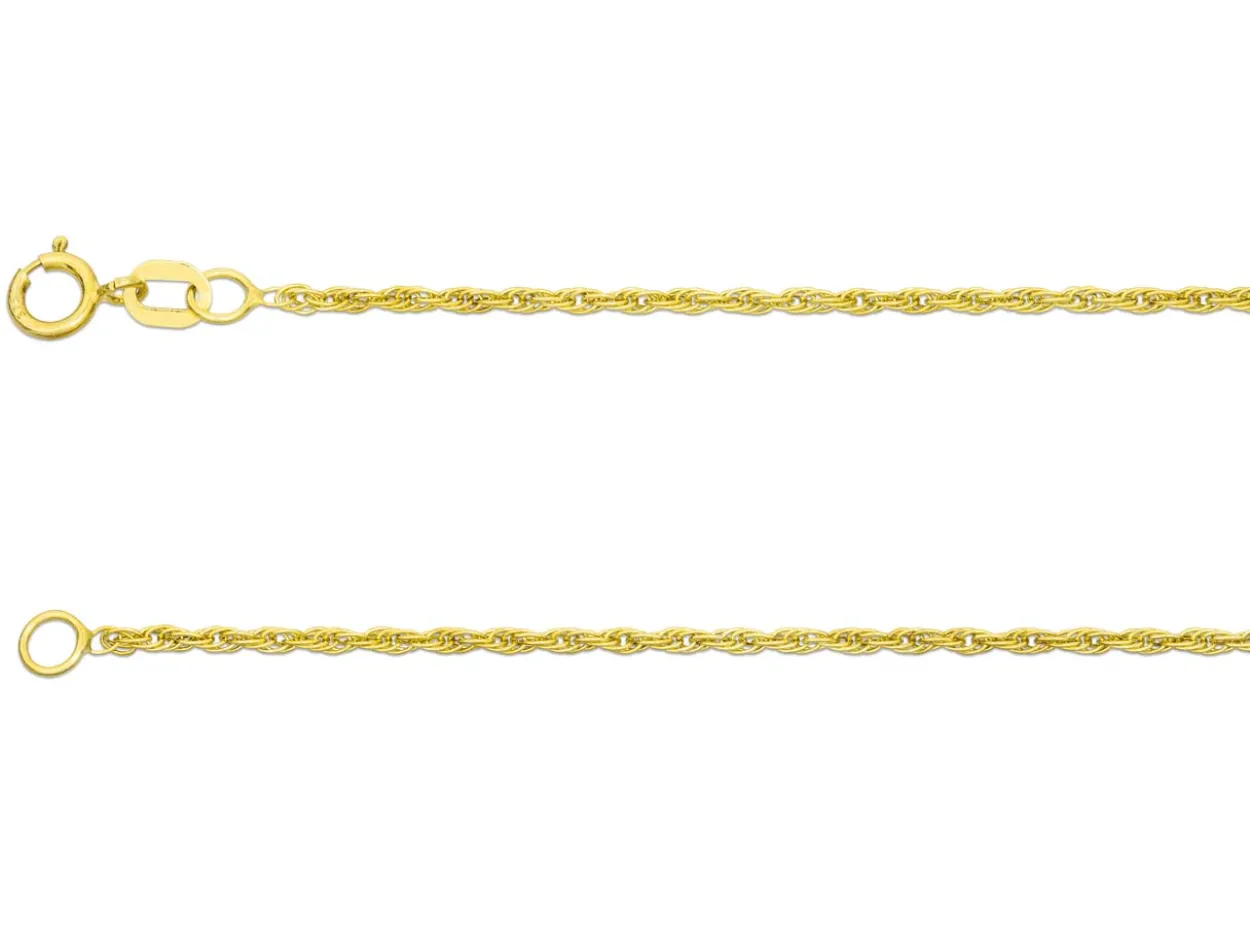 9ct Yellow Gold 1.2mm Prince Of Wales Rope Chain 18"/45cm Hallmarked