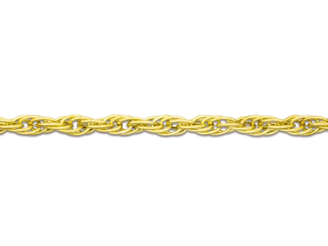 9ct Yellow Gold 1.2mm Prince Of Wales Rope Chain 22"/55cm Hallmarked
