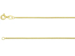 9ct Yellow Gold 1.3mm Round Curb Chain 16"/40cm Hallmarked