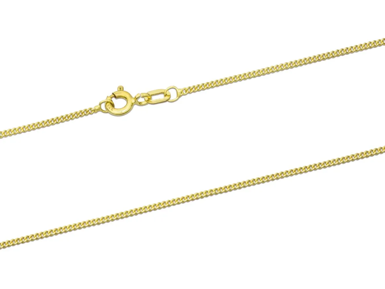9ct Yellow Gold 1.3mm Round Curb Chain 20"/50cm Hallmarked