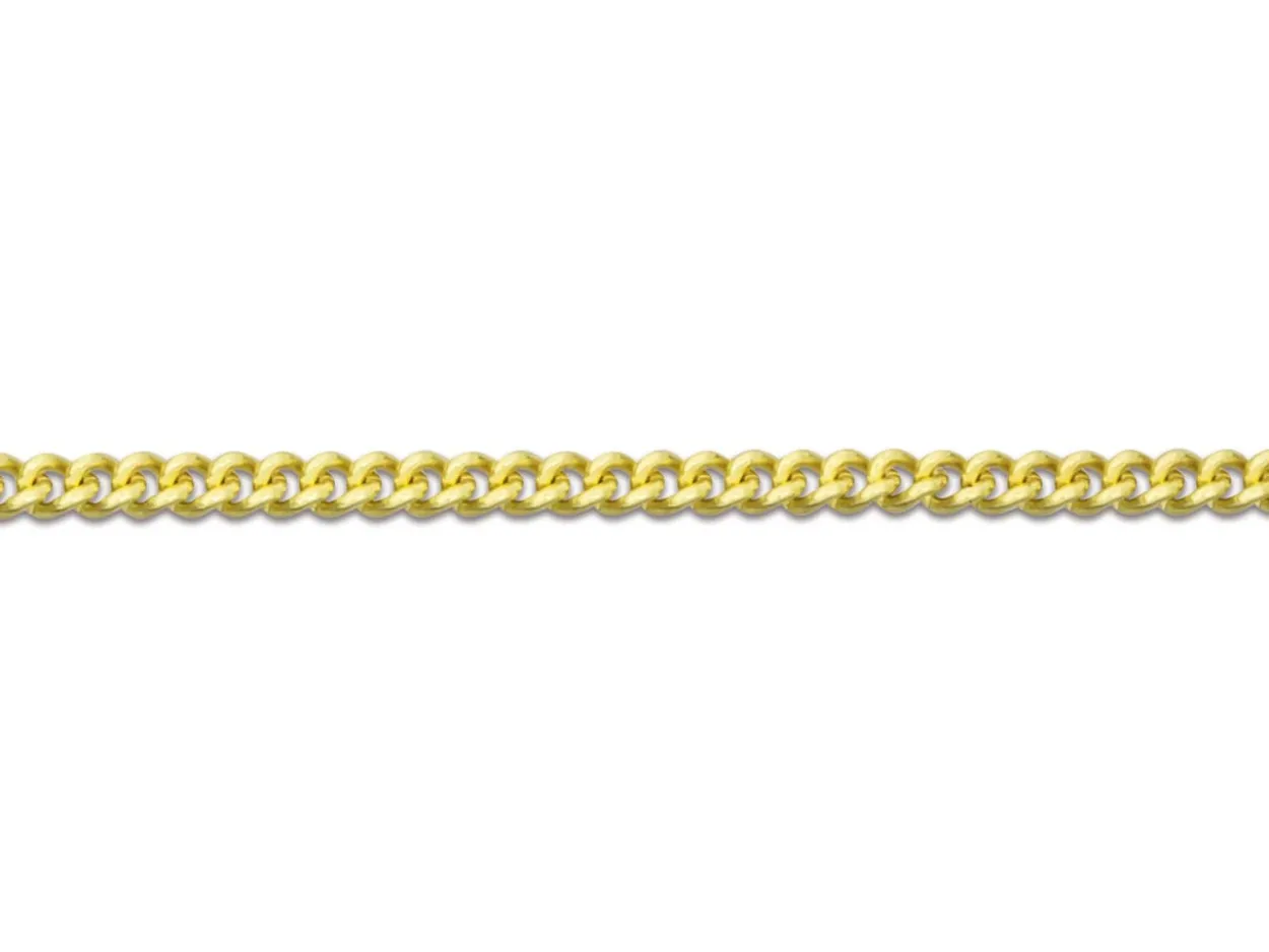 9ct Yellow Gold 1.3mm Round Curb Chain 20"/50cm Hallmarked