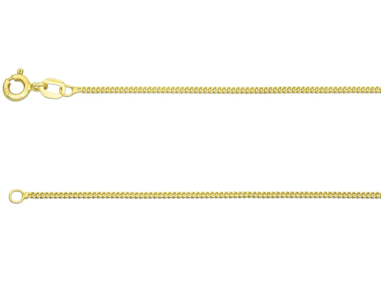 9ct Yellow Gold 1.3mm Round Curb Chain 22"/55cm Hallmarked