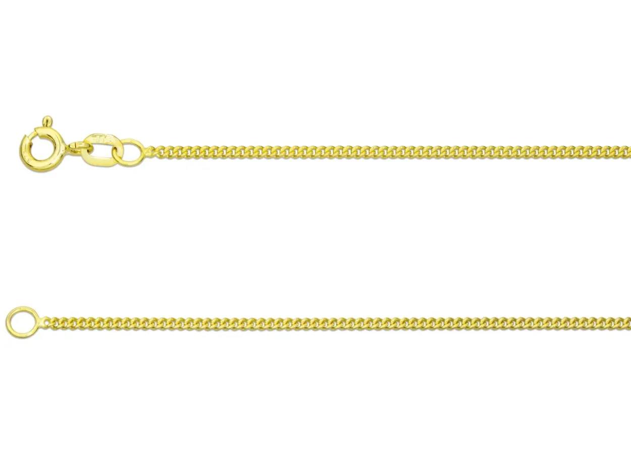 9ct Yellow Gold 1.4mm Round Curb Chain 20"/50cm Hallmarked