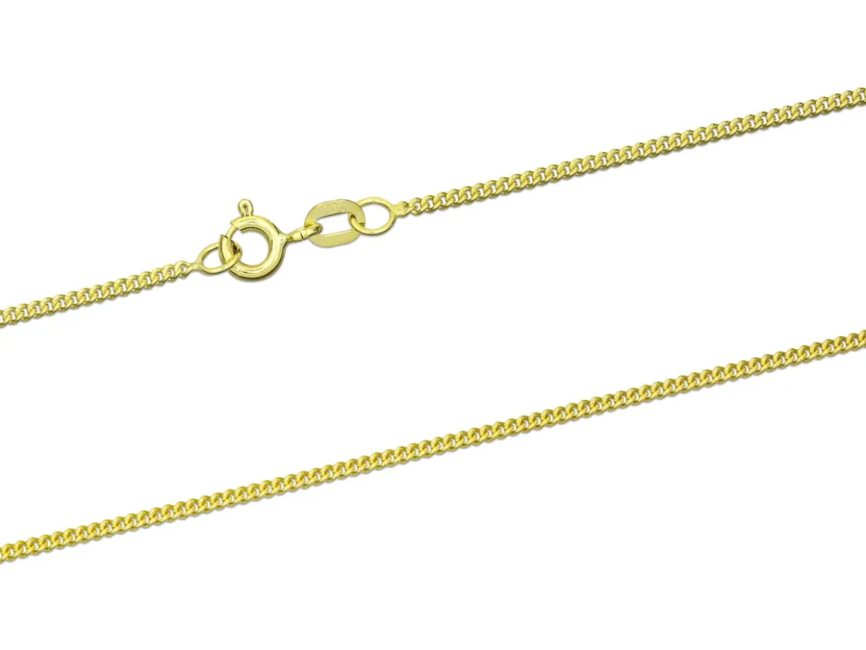 9ct Yellow Gold 1.4mm Round Curb Chain 20"/50cm Hallmarked