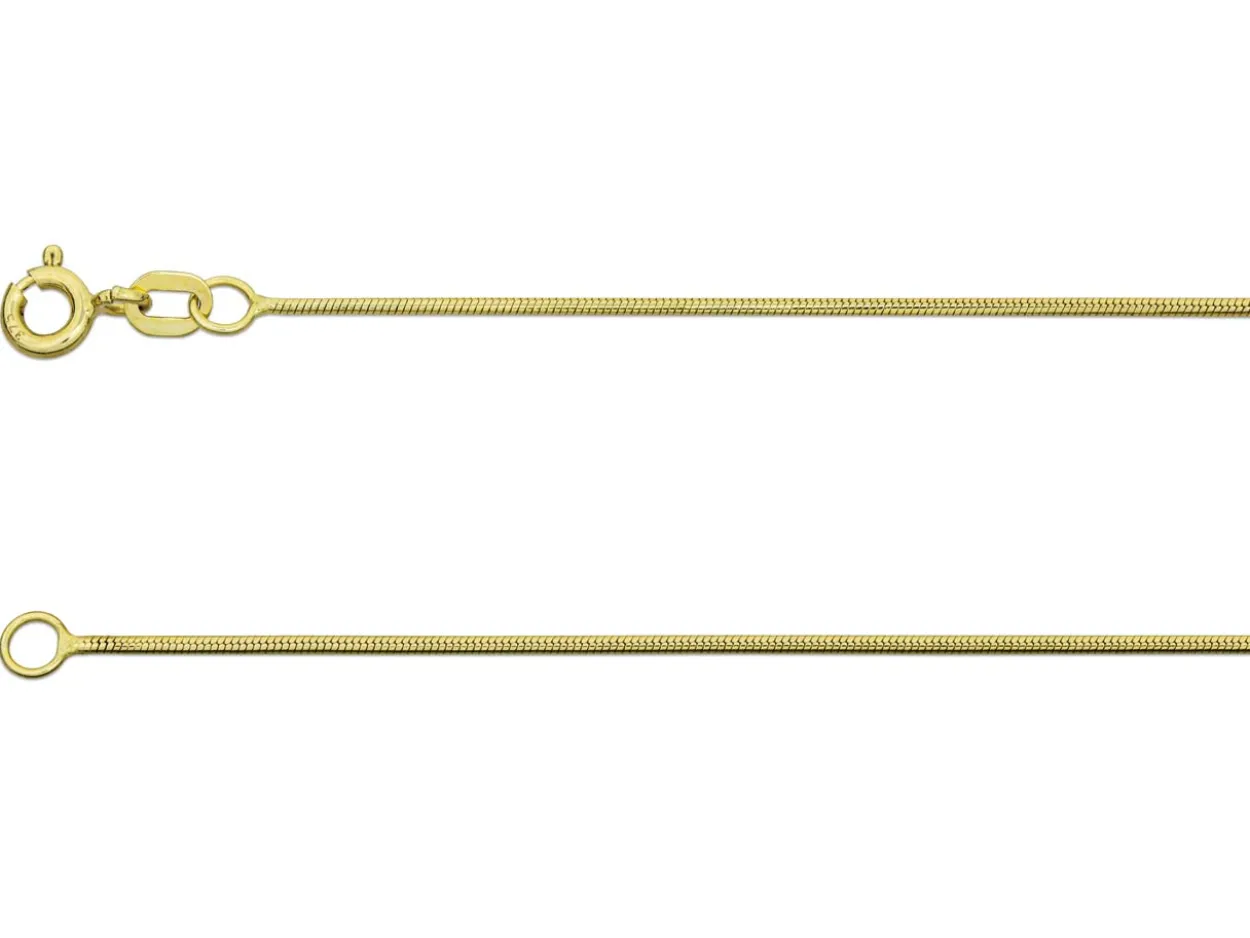 9ct Yellow Gold 0.9mm Round Snake Chain 16"/40cm Hallmarked