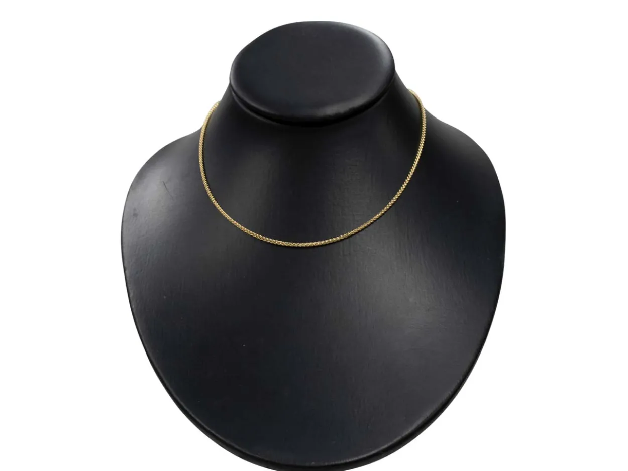 18ct Yellow Gold 1.5mm Round Spiga Chain 16"/40cm Hallmarked