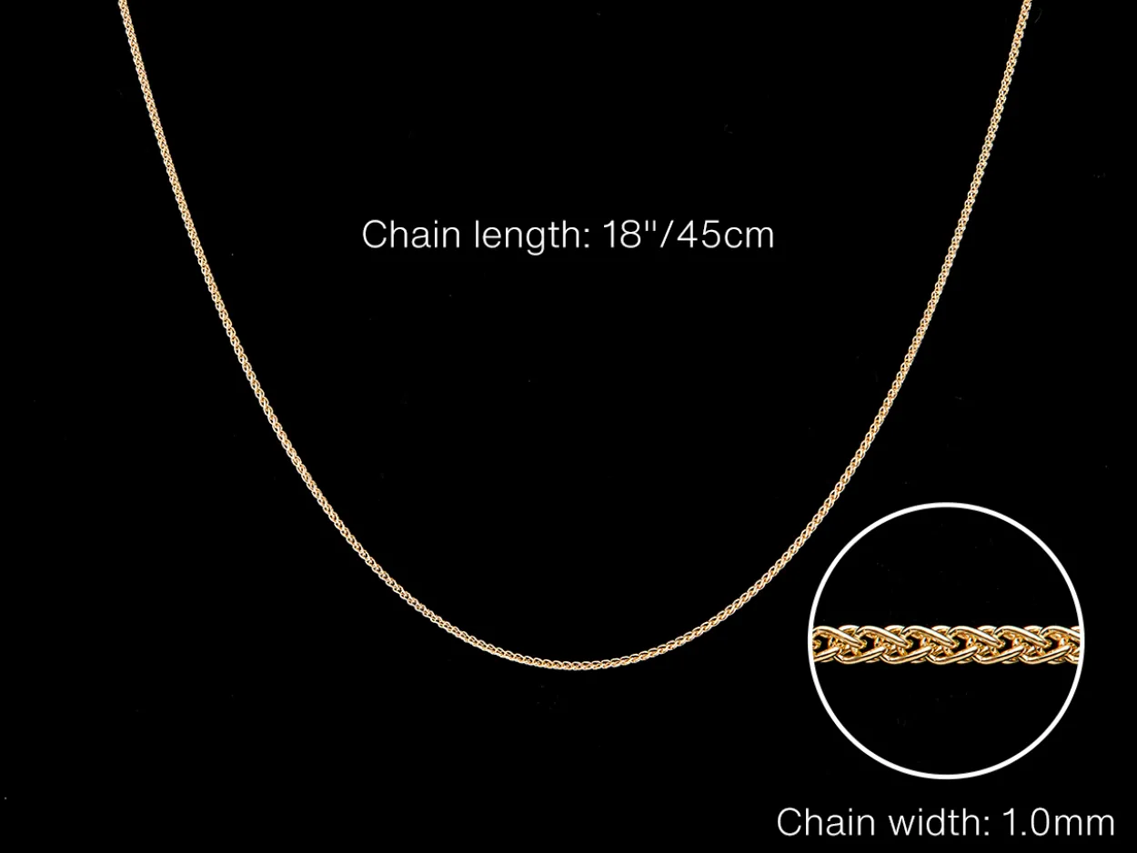 9ct Yellow Gold 1.0mm Round Spiga Chain 18"/45cm Hallmarked