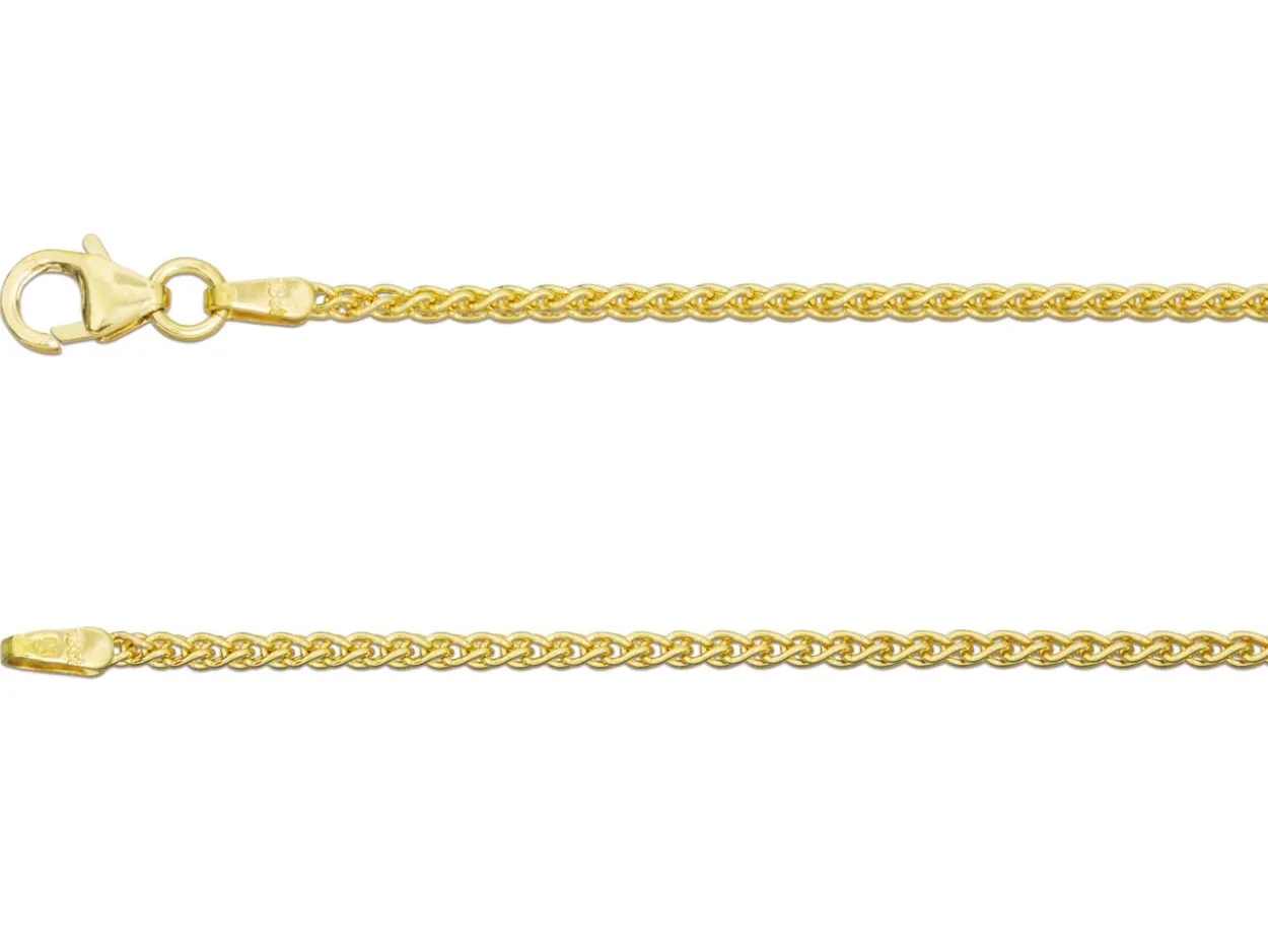 18ct Yellow Gold 1.5mm Round Spiga Chain 18"/45cm Hallmarked