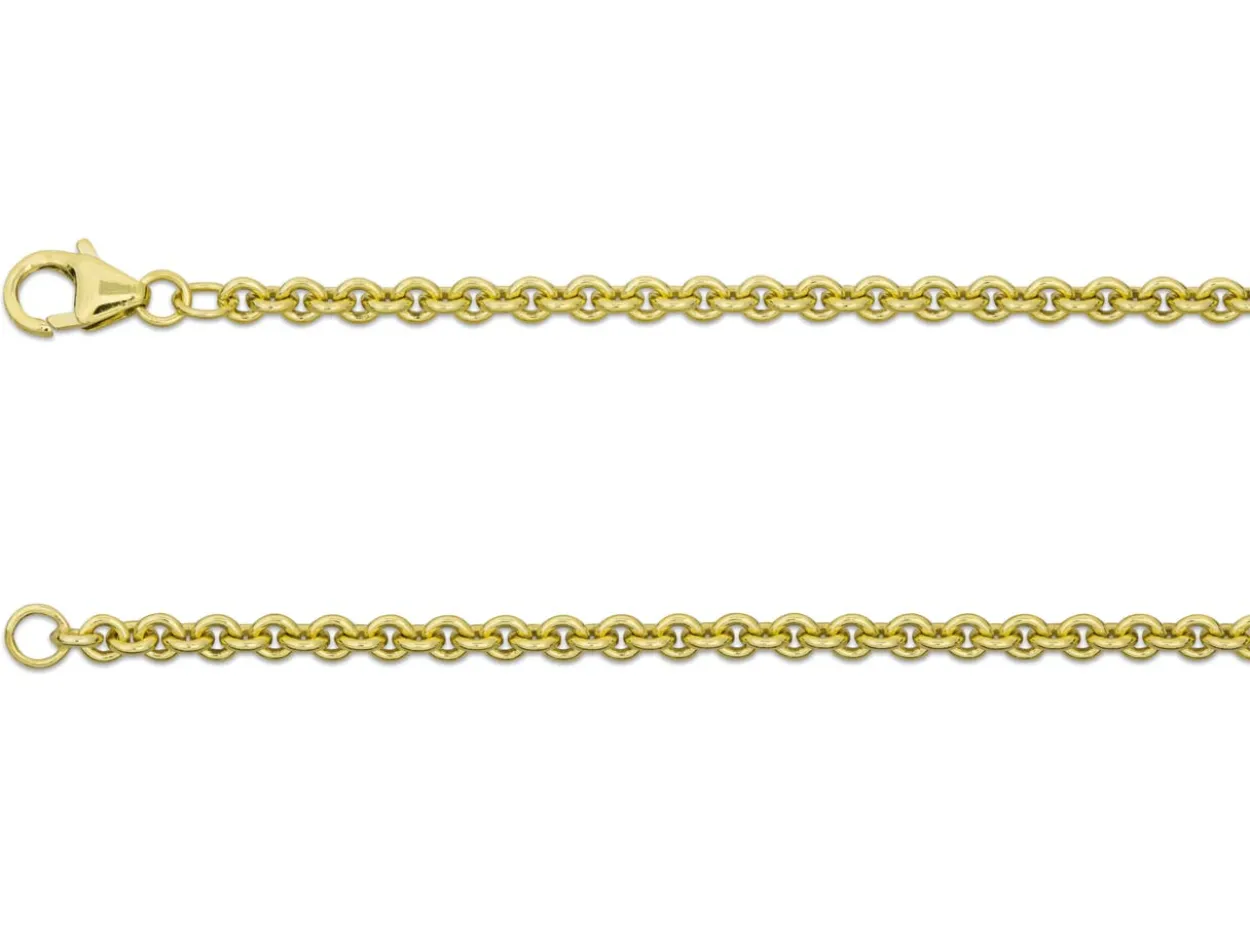 9ct Yellow Gold 3.0mm Round Trace Chain 18"/45cm Hallmarked