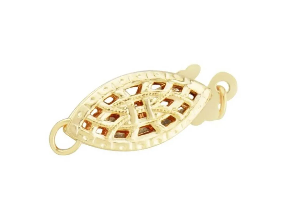 9ct Yellow Gold Oval Filigree Clasp 6mm X 12mm