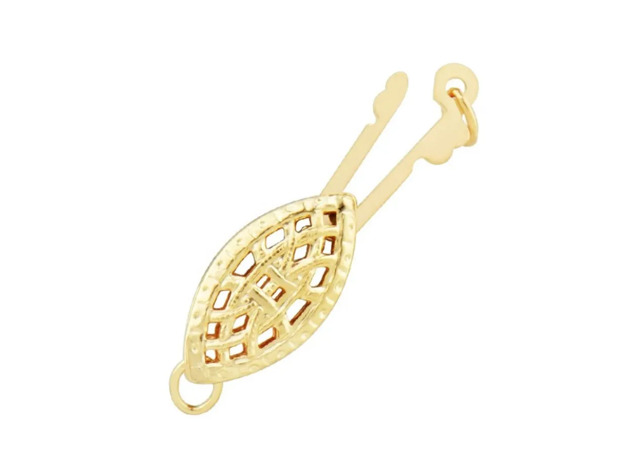 9ct Yellow Gold Oval Filigree Clasp 6mm X 12mm