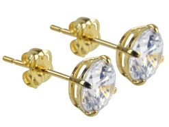 9ct Yellow Gold Pair 6mm Cubic Zirconia Stud Earring