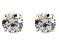 9ct Yellow Gold Pair 7mm Cubic Zirconia Stud Earrings