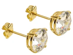 9ct Yellow Gold Pair 7mm Cubic Zirconia Stud Earrings