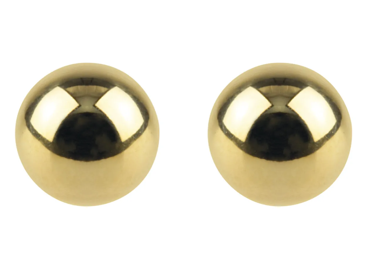 9ct Yellow Gold Pair 6mm Lightweight Ball Stud Earrings